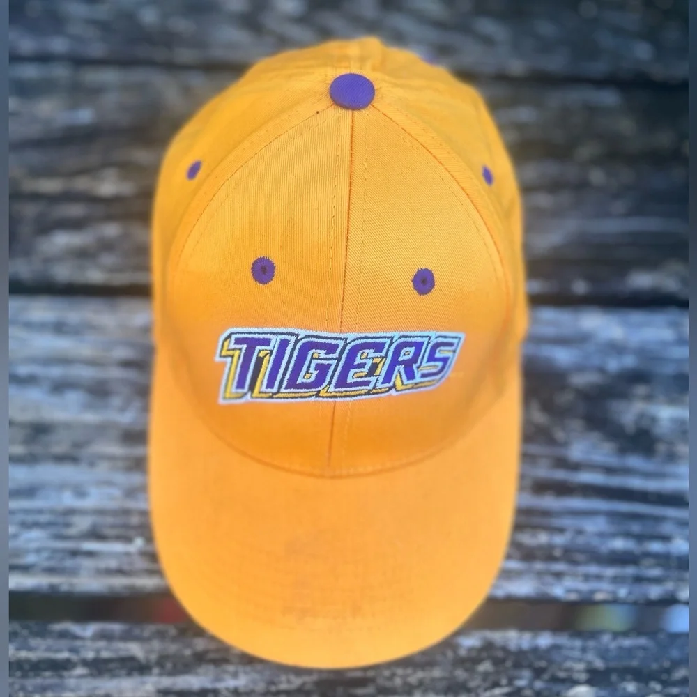 Pair (2) of Captivating Headwear LSU Tigers Adjustable Baseball Hats Purple Gold